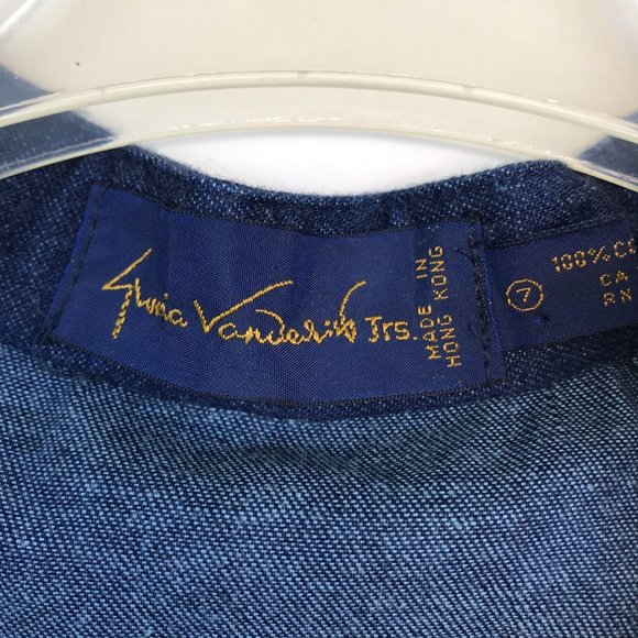 Vintage Gloria Vanderbilt 7 Denim Shirt Off Center Button Front Long Sleeve Blue - Picture 4 of 9